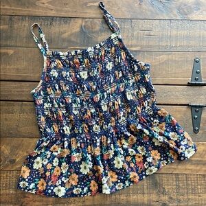 Floral Smocked Peplum Top Size Medium